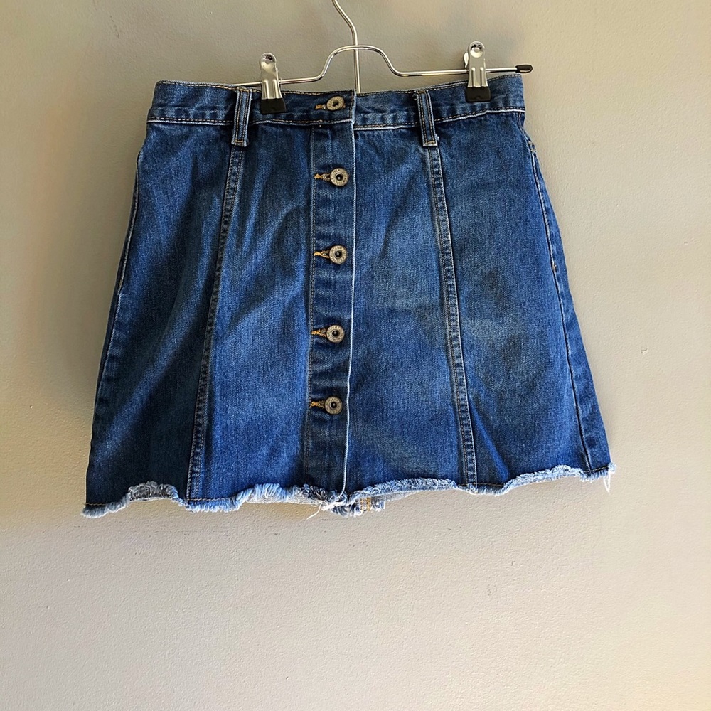 Forever 21 Women’s Blue Denim Button Up Skirt